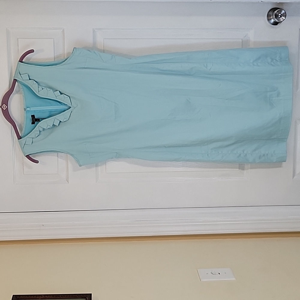 Talbots teal sleeveless dress with zipper back, size 10
